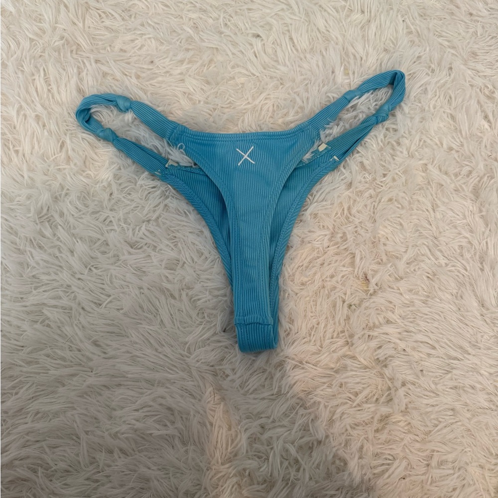 Blue Ribbed Bikini Bottom